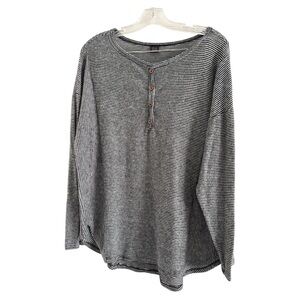 I JOAH Premium Women BlackWhite Striped LongSleeve PolyesterRayon Pullover Top-M